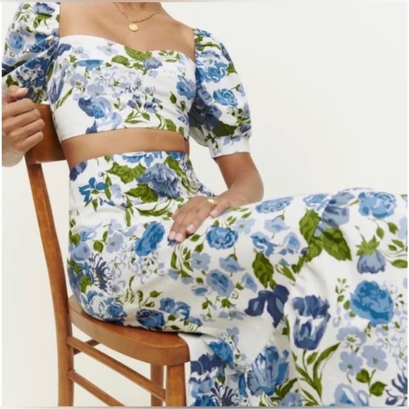 NWOT REFORMATION Sunnie Lucca Floral Skirt set Two Piece sz 2 - Picture 2 of 12